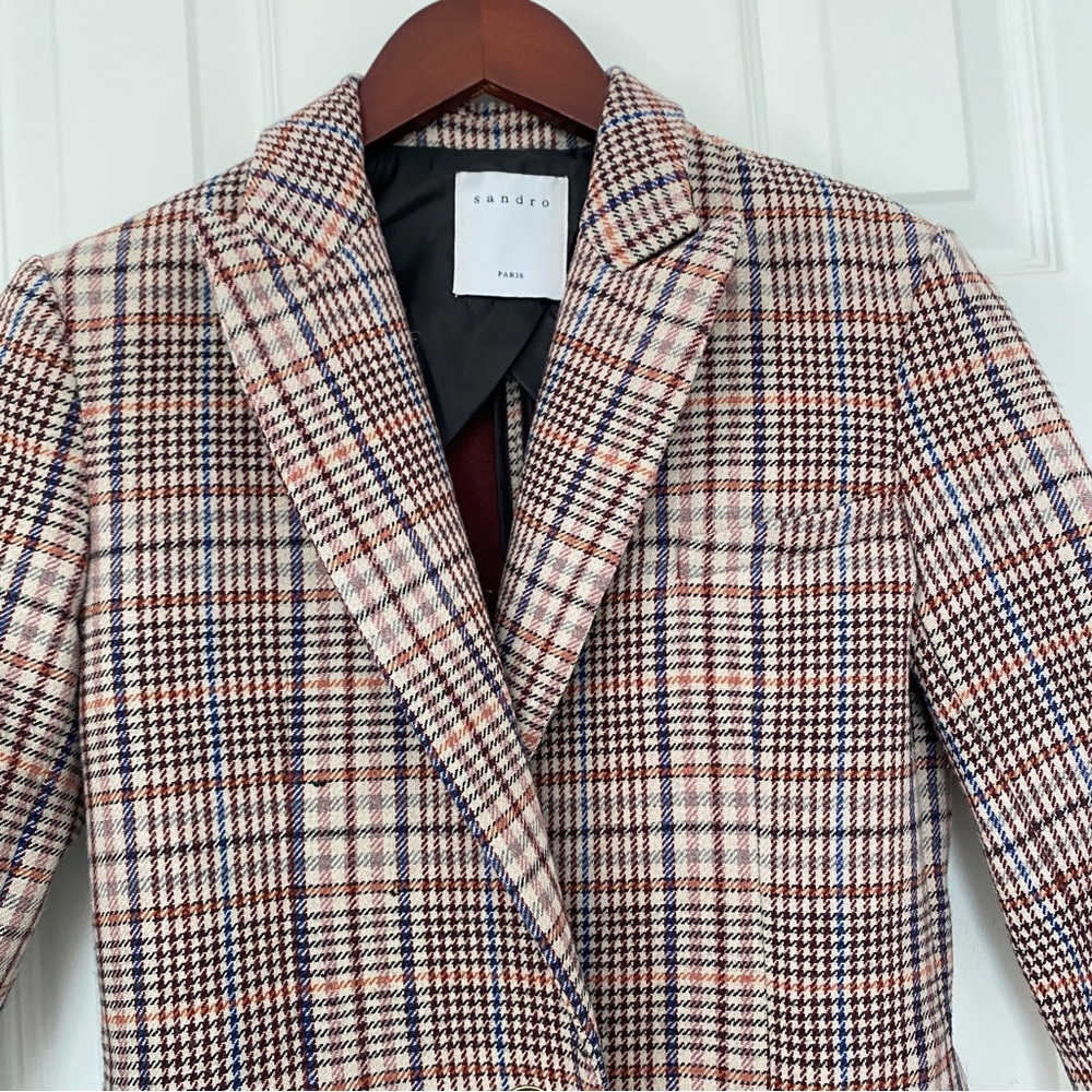 Sandro Plaid Toggle-Closure Blazer - Picture 5 of 15